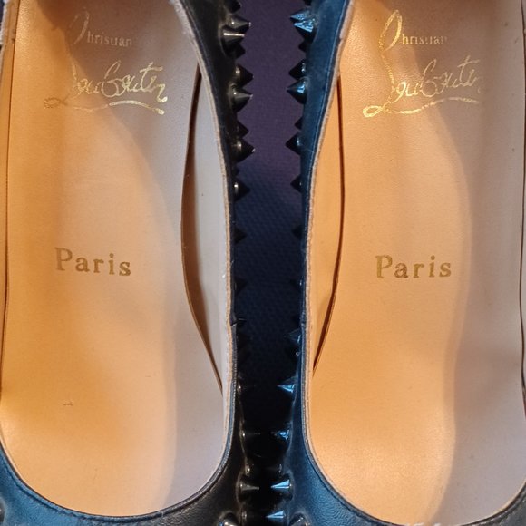 Christian Louboutin Platform Black Peep Toe Spiked Heels - Picture 5 of 7